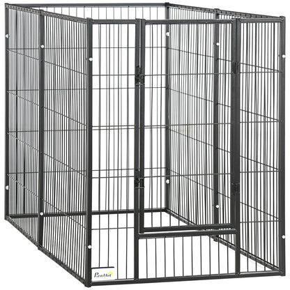 Pawhut Parque Para Perros De 6 Paneles Ancho Ajustable 82,5-150x79x101 Cm Negro_0