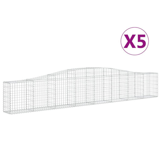 Cestas De Gaviones 5 Uds Forma De Arco Hierro 400x30x60/80 Cm_0