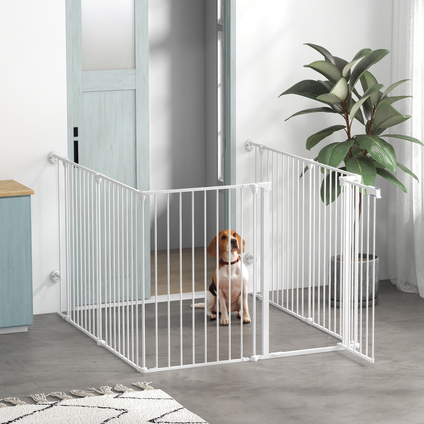 Pawhut Parque Para Perros Plegable De 6 Paneles Acero 123x102x90 Cm Blanco_1