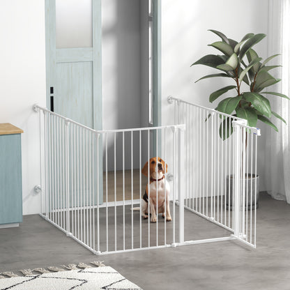 Pawhut Parque Para Perros Plegable De 6 Paneles Acero 123x102x90 Cm Blanco_1