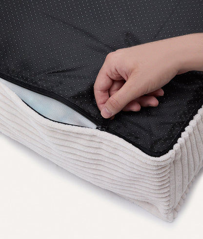 Cafide Cama De Material Reciclado Para Perro Con Tejido De Pana Blanco. Modelo Cuadra._4