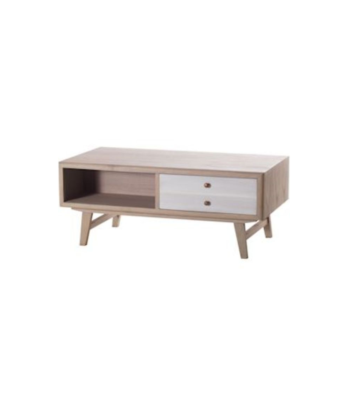 Mesa De Centro Para Salón Modelo Scandi Dan 05 Acabado Arena/blanco, 110cm(ancho) 97cm(alto) 45cm(fondo)._0