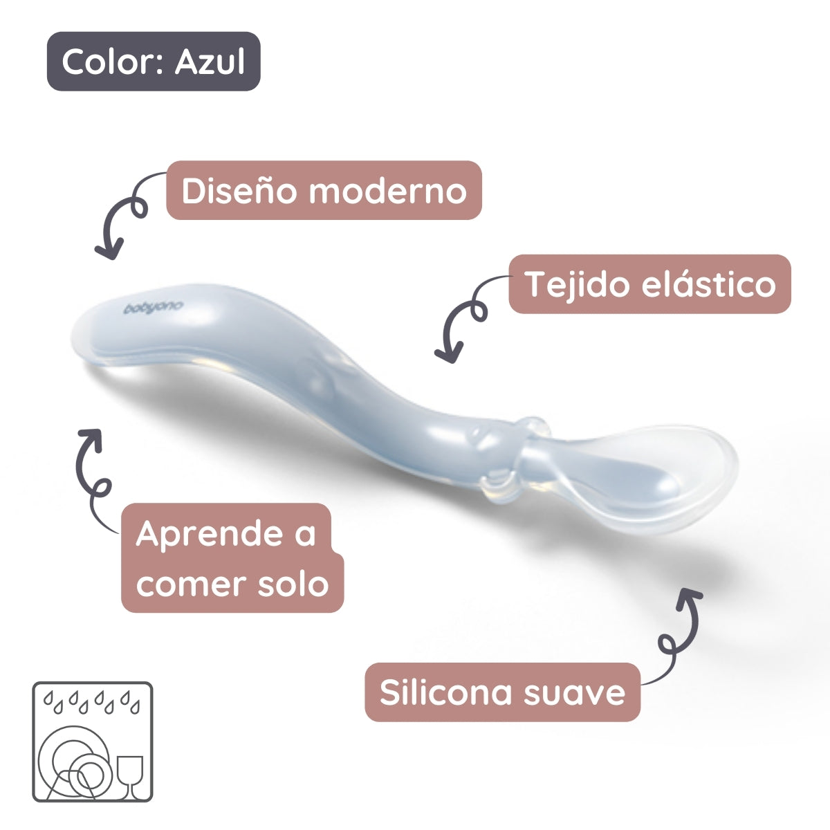 Cuchara De Silicona Flexible Para Bebés Azul_1
