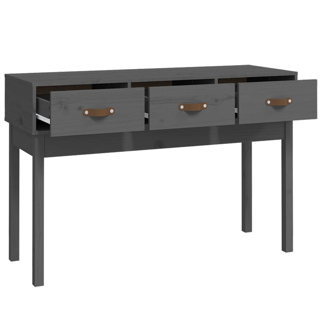 Mesa Consola De Madera Maciza De Pino Gris 114x40x75 Cm_2