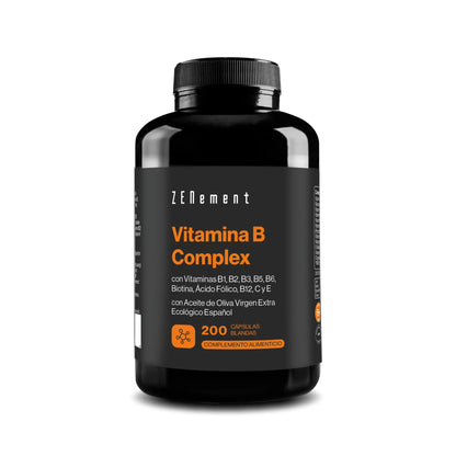Vitamina B Complex con Aceite de Oliva Virgen Extra Ecológico Zenement 200 cápsulas blandas