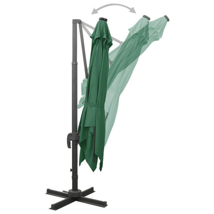 Vidaxl Sombrilla De Jardín Voladiza Con Palo Y Luces Led Verde 300 Cm_4