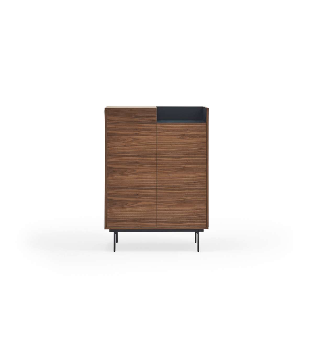 Mueble Auxiliar Modelo Valley 2 Puertas 1 Cajón Acabado Nogal/azul Oscuro, 40cm(ancho) 13_0