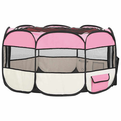 Parque De Perros Plegable Y Bolsa Transporte Rosa 125x125x61cm_3
