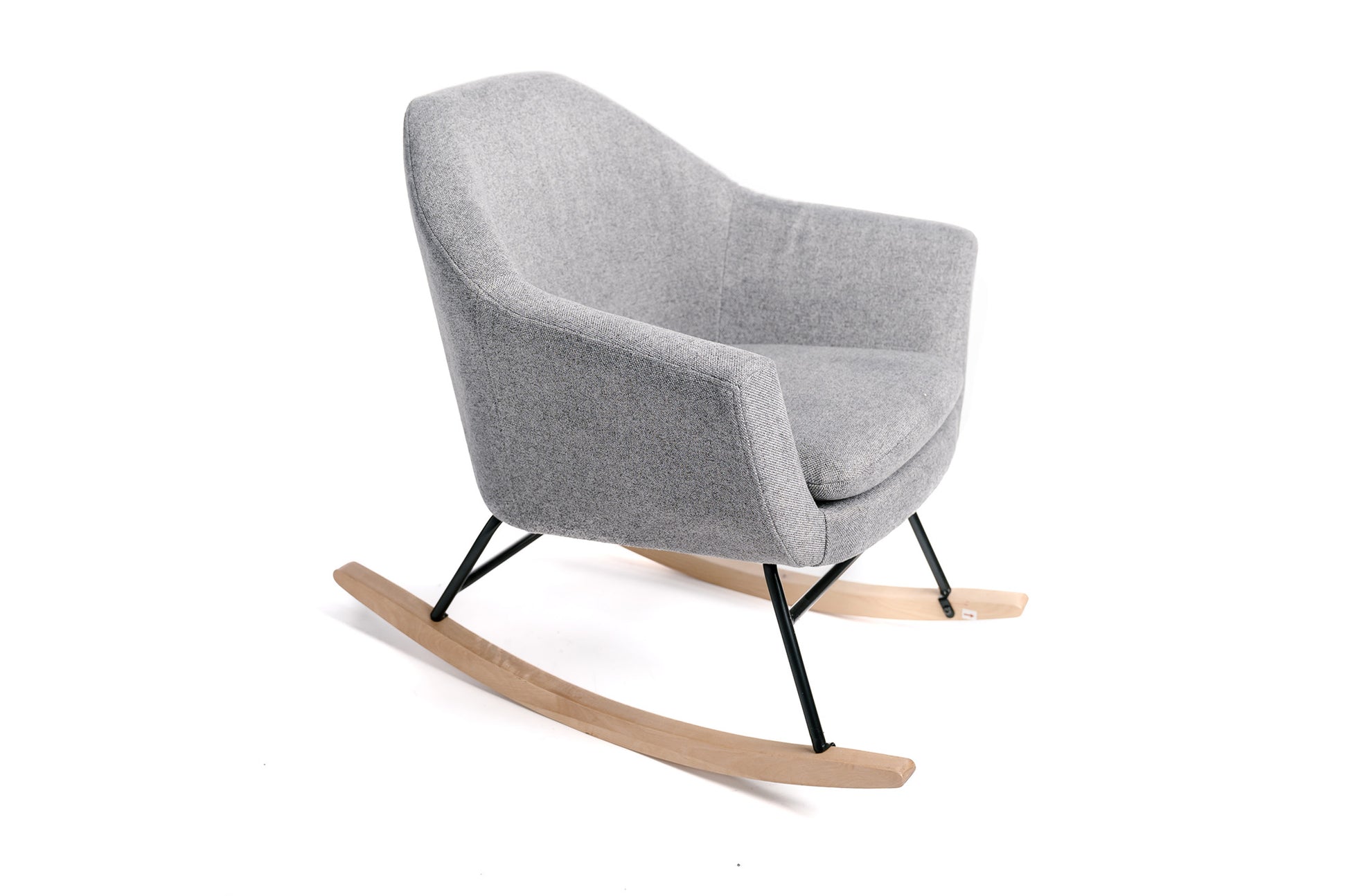 Mecedora, Sillón Mecedora En Tela Gris Con Pata De Madera 73x69x75cm- Muebles De Salón_0