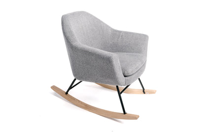 Mecedora, Sillón Mecedora En Tela Gris Con Pata De Madera 73x69x75cm- Muebles De Salón_0