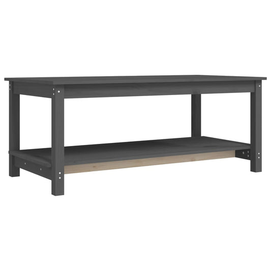 Mesa De Centro De Madera Maciza De Pino Gris 110x55x45 Cm_0