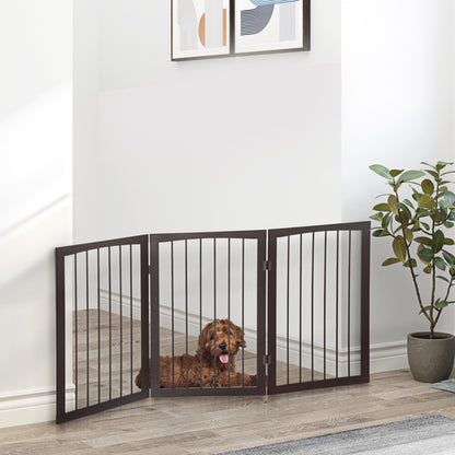 Pawhut Barrera De Seguridad Plegable Perros Pequeños 160x76 Cm Para Puertas Café_1