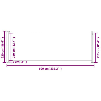 Vidaxl Toldo Lateral Retráctil Para Patio Negro 220x600 Cm_2