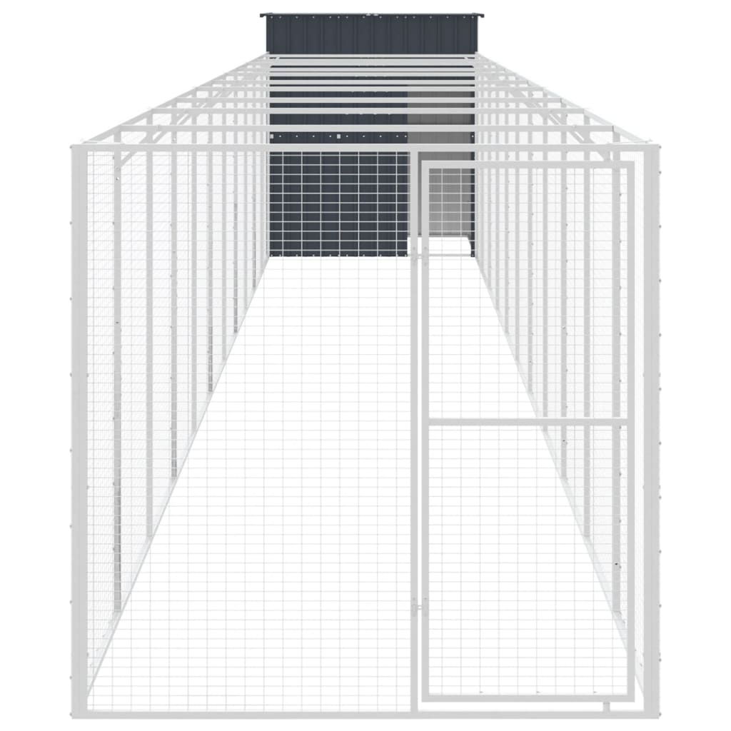 Caseta Perros Con Corral Acero Galvanizado Gris 165x1271x181 Cm_2