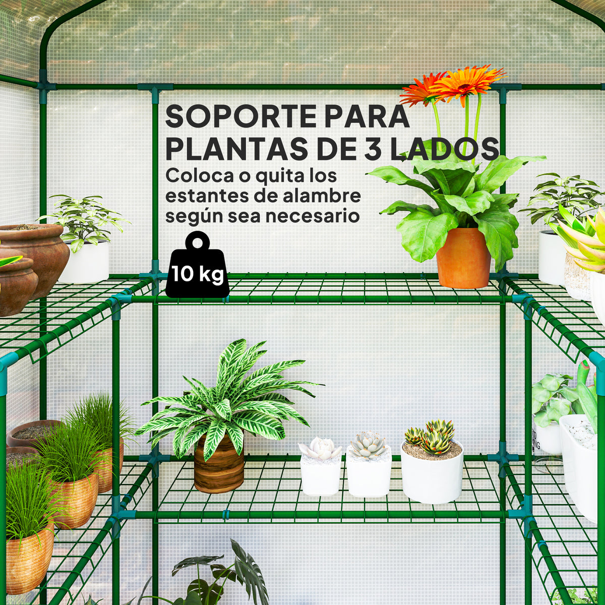 Invernadero Para Jardín Outsunny Acero, Pe Blanco 140x73x190 Cm 845-933v00wt_3