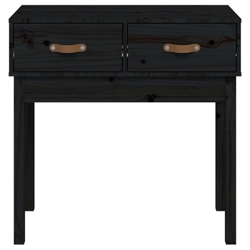 Mesa Consola Madera Maciza De Pino Negro 76,5x40x75 Cm_1