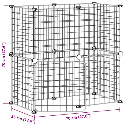 Vidaxl Jaula Para Mascotas De 12 Paneles Puerta Acero Negro 35x35cm_2