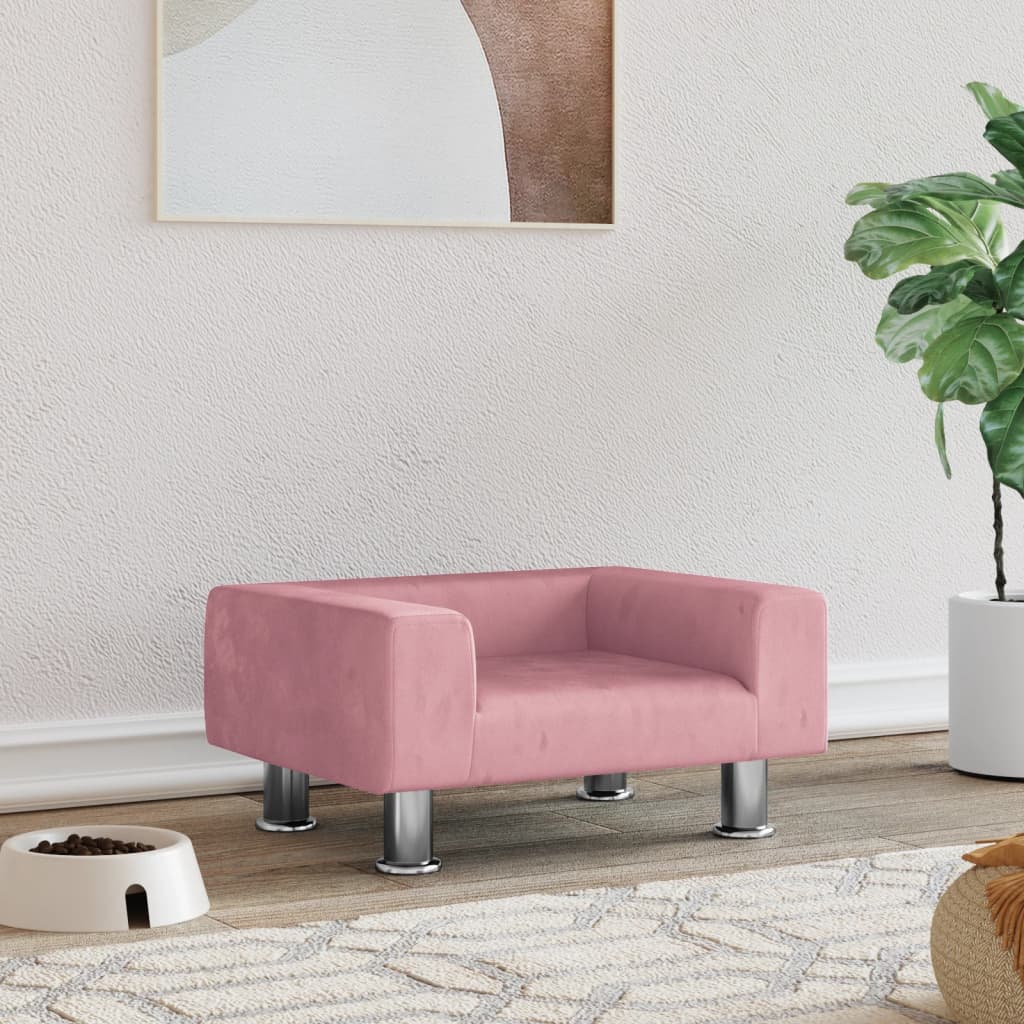 Cama Para Perros De Terciopelo Rosa 50x40x26,5 Cm / Vetonek_3