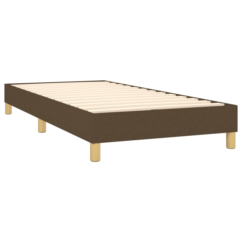 Cama Box Spring Con Colchón Led Tela Marrón Oscuro 100x200 Cm / Vetonek_4