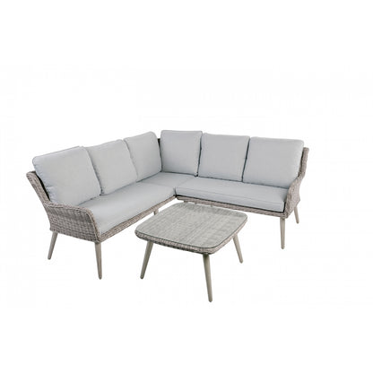 Conjunto De Jardín Esquinero Havana Para 6 Personas En Resina Redonda Beige Gris Y Aluminio 2 Sofás + 1 Mesa De Centro - Muebles De Jardín_0