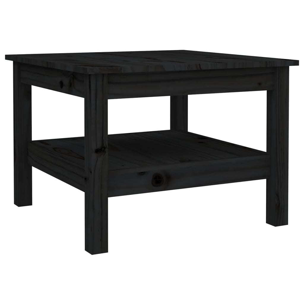 Mesa De Centro De Madera Maciza De Pino Negro 55x55x40 Cm_0