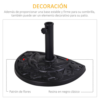 Outsunny Base De Sombrilla Semicírculo Peso 9 Kg Soporte Para Parasol De Resina Para Poste De Paraguas De Ø3_3