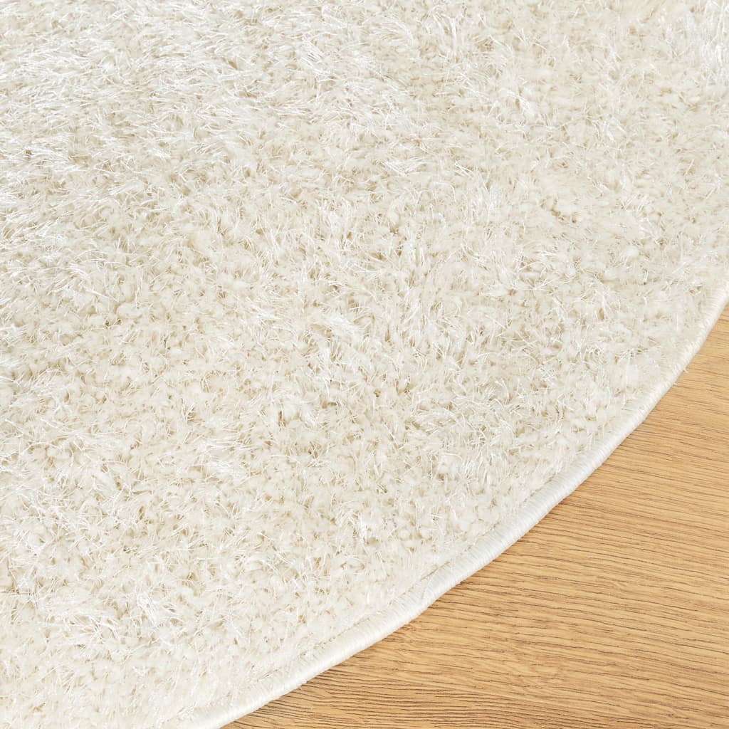 Vidaxl Alfombra Pelo Largo Aspecto Brillante Istan Crema Ø 80 Cm_3