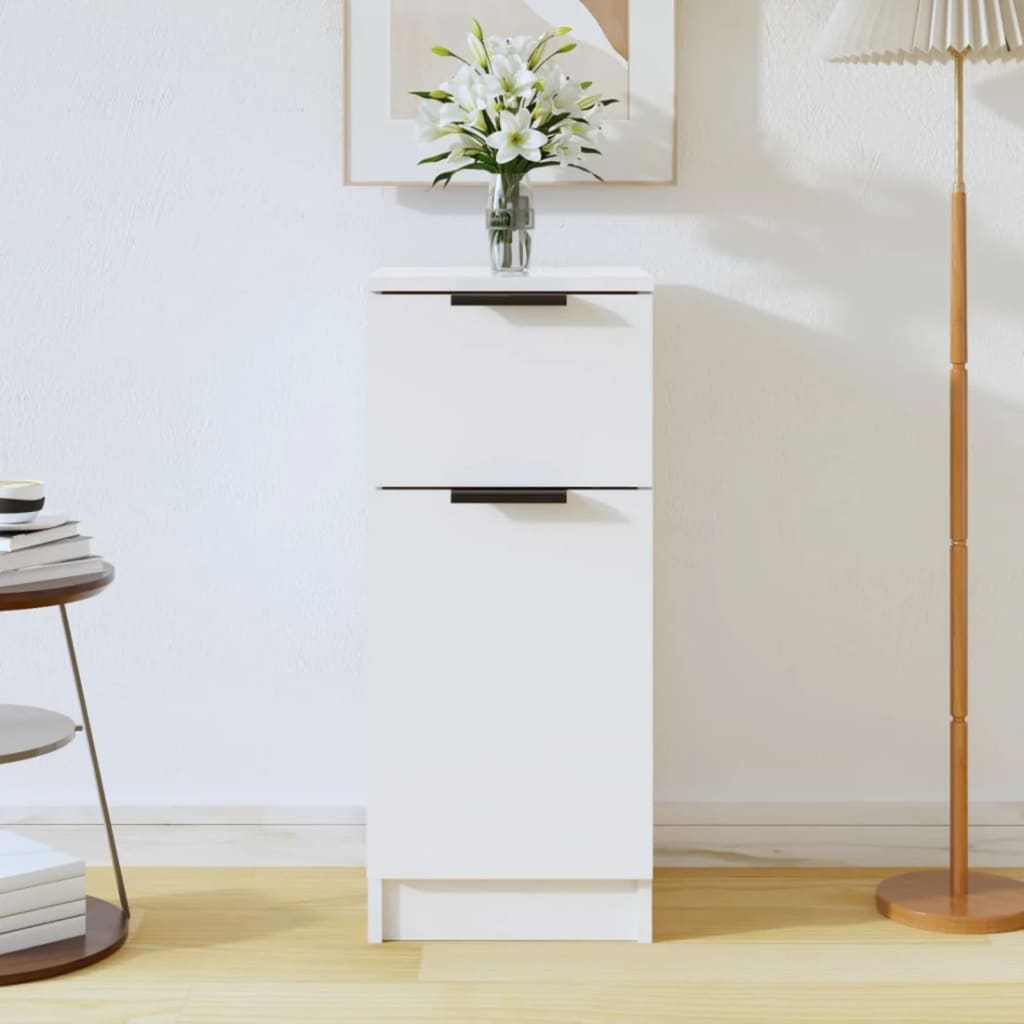 Aparador De Madera Contrachapada Blanco Brillante 30x30x70 Cm / Vetonek_1