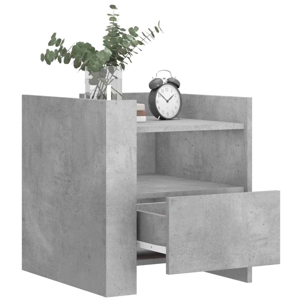 Mesita De Noche Madera De Ingeniería Gris Hormigón 45x50x50 Cm_1