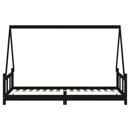 Estructura De Cama Para Niños Madera De Pino Negro 90x200 Cm / Vetonek_5
