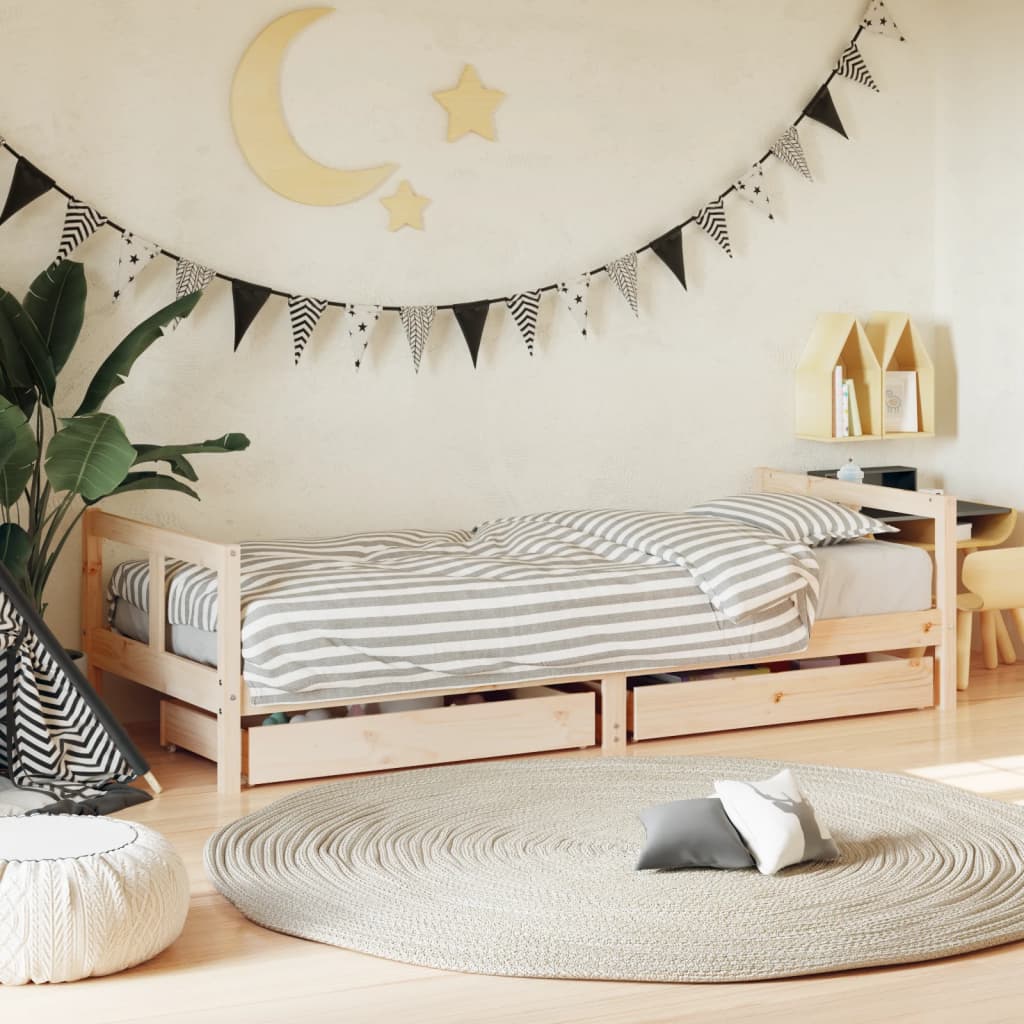 Estructura De Cama Para Niños Con Cajones Madera Pino 80x200 Cm / Vetonek_0