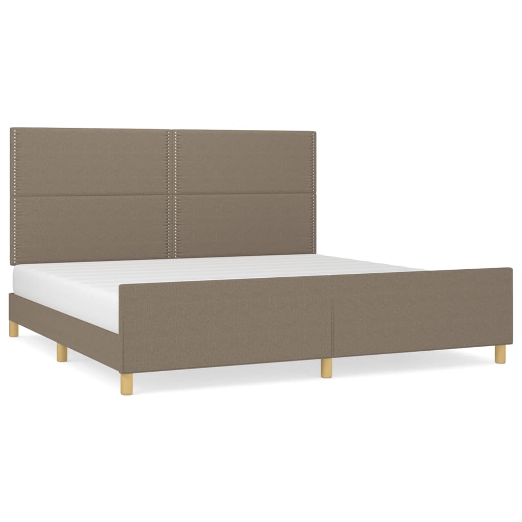 Estructura De Cama Con Cabecero De Tela Gris Taupe 200x200 Cm / Vetonek_4