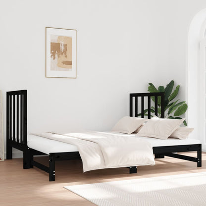 Sofá Cama Extraíble Madera Maciza De Pino Negro 2x(90x190) Cm / Vetonek_0