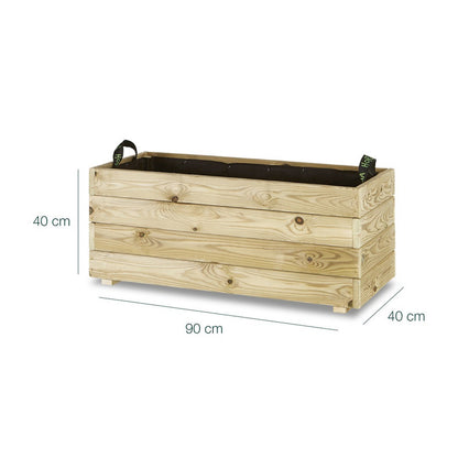 Jardinera Rectangular De Madera Tratada 90x40x40 Cm Ghio Hortalia_5