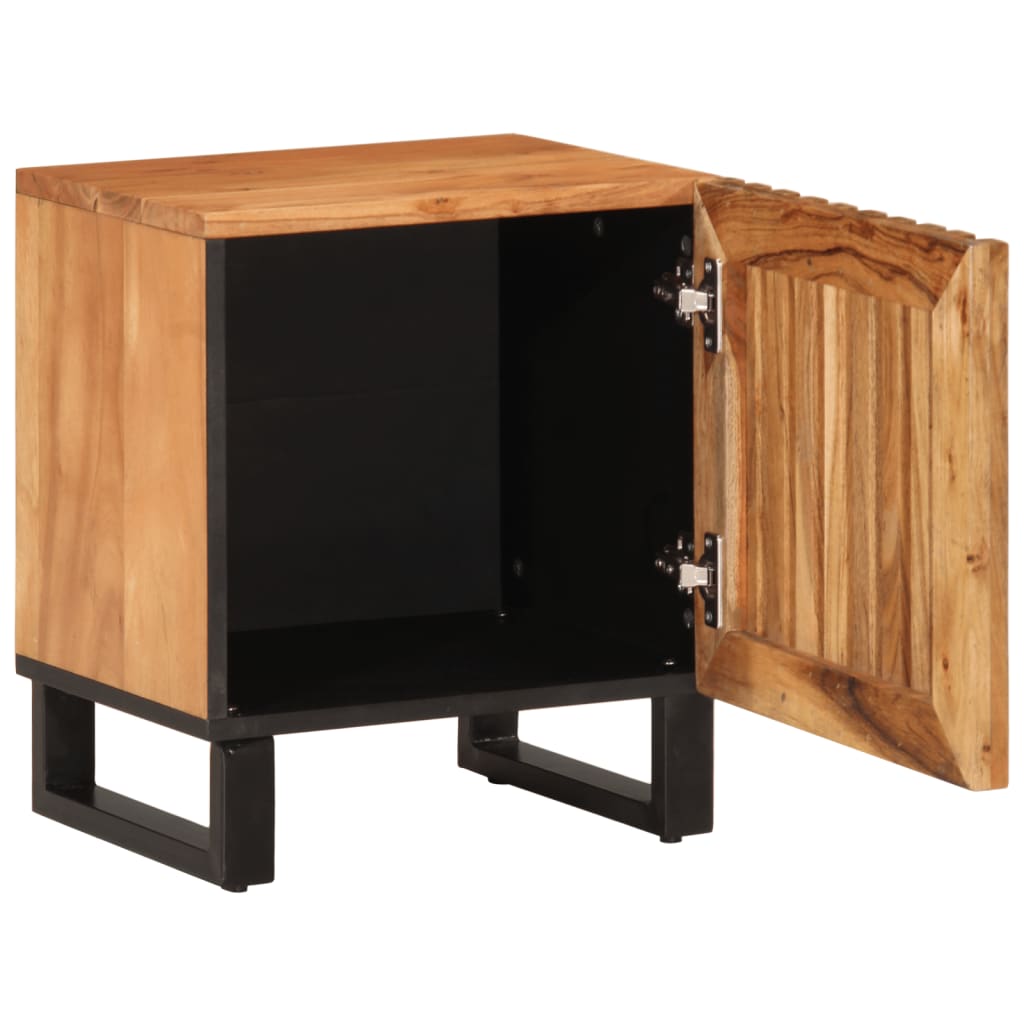 Mesita De Noche De Madera Maciza De Acacia 40x34x46 Cm_0