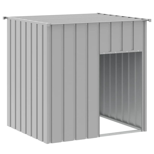 Vidaxl Caseta Para Perro Con Techo, Gris Claro, 110 X 103 X 109 Cm, Acero Galvanizado_0