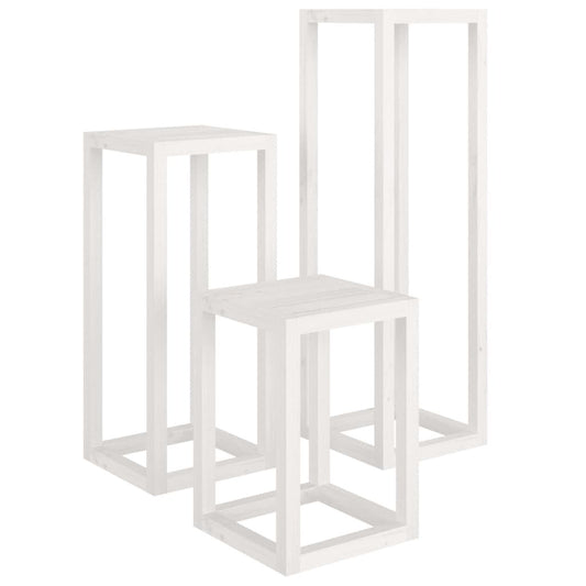 Vidaxl Set De Bar 3 Piezas Madera Maciza De Pino Blanco_0