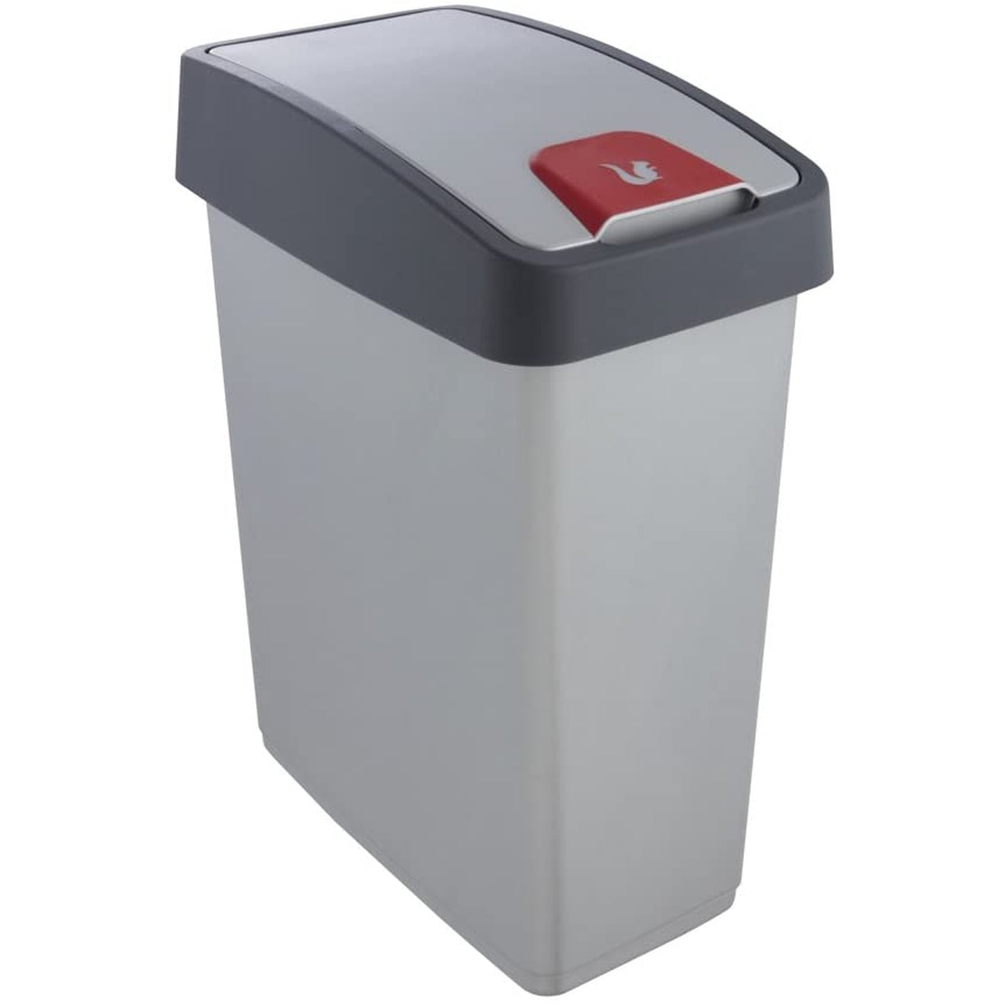 Cubo De La Basura Premium Con Tapa Abatible, Tacto Suave, 25 L, Magne, Plateado