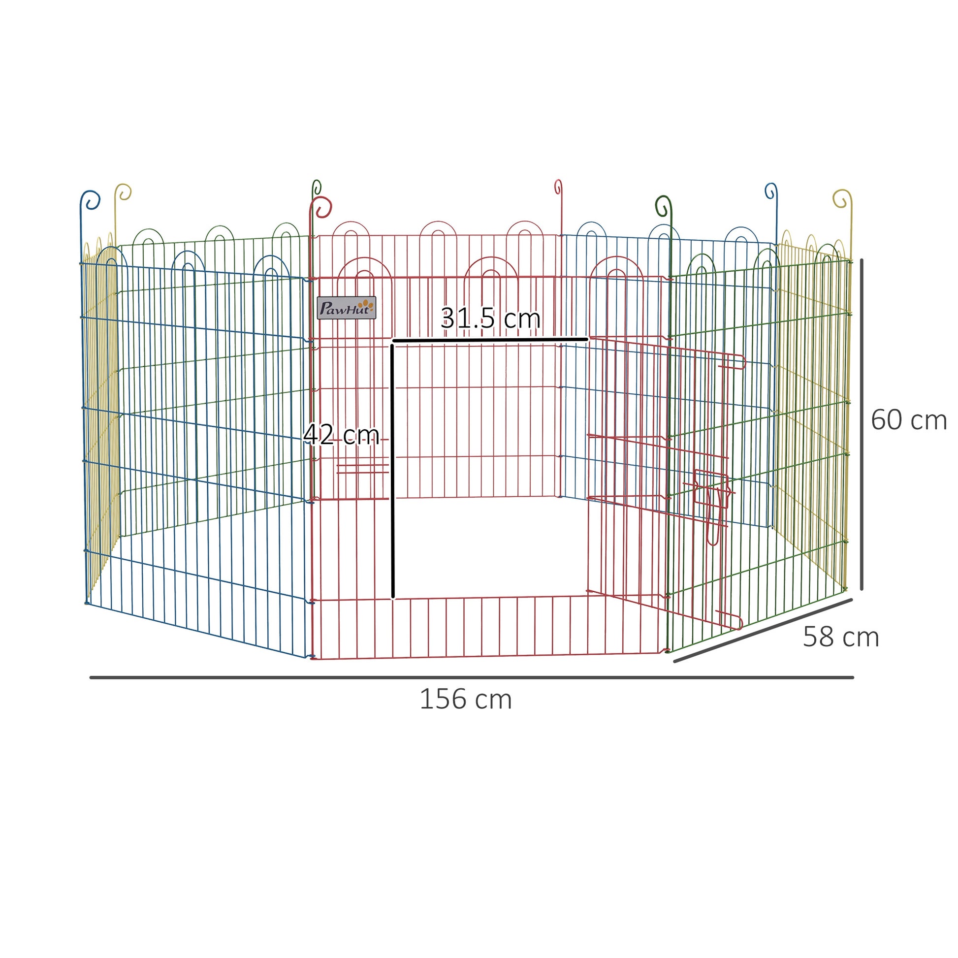 Pawhut Parque Plegable Para Perros De 8 Paneles Ø156x60 Cm Con Puerta Multicolor_2