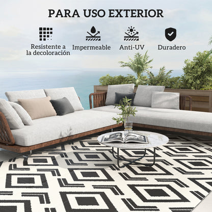 Outsunny Alfombra De Exterior Reversible 182x274 Cm Con Patrón Geométrico_5
