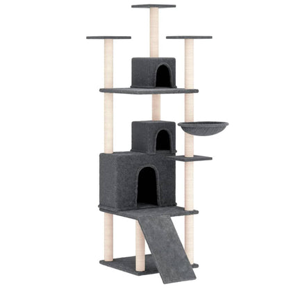 Vidaxl Rascador Para Gatos Con Postes De Sisal Gris Oscuro 175 Cm_0