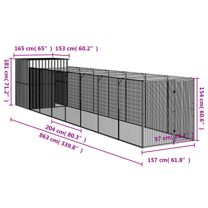 Vidaxl Caseta Perros Corral Acero Galvanizado Gris Claro 165x863x181cm_2