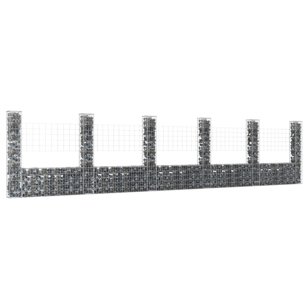Cesta De Gaviones Forma De U 6 Postes De Hierro 620x20x150 Cm / Vetonek_0
