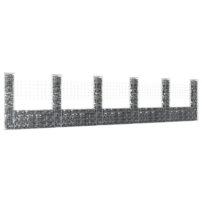 Cesta De Gaviones Forma De U 6 Postes De Hierro 620x20x150 Cm / Vetonek_0