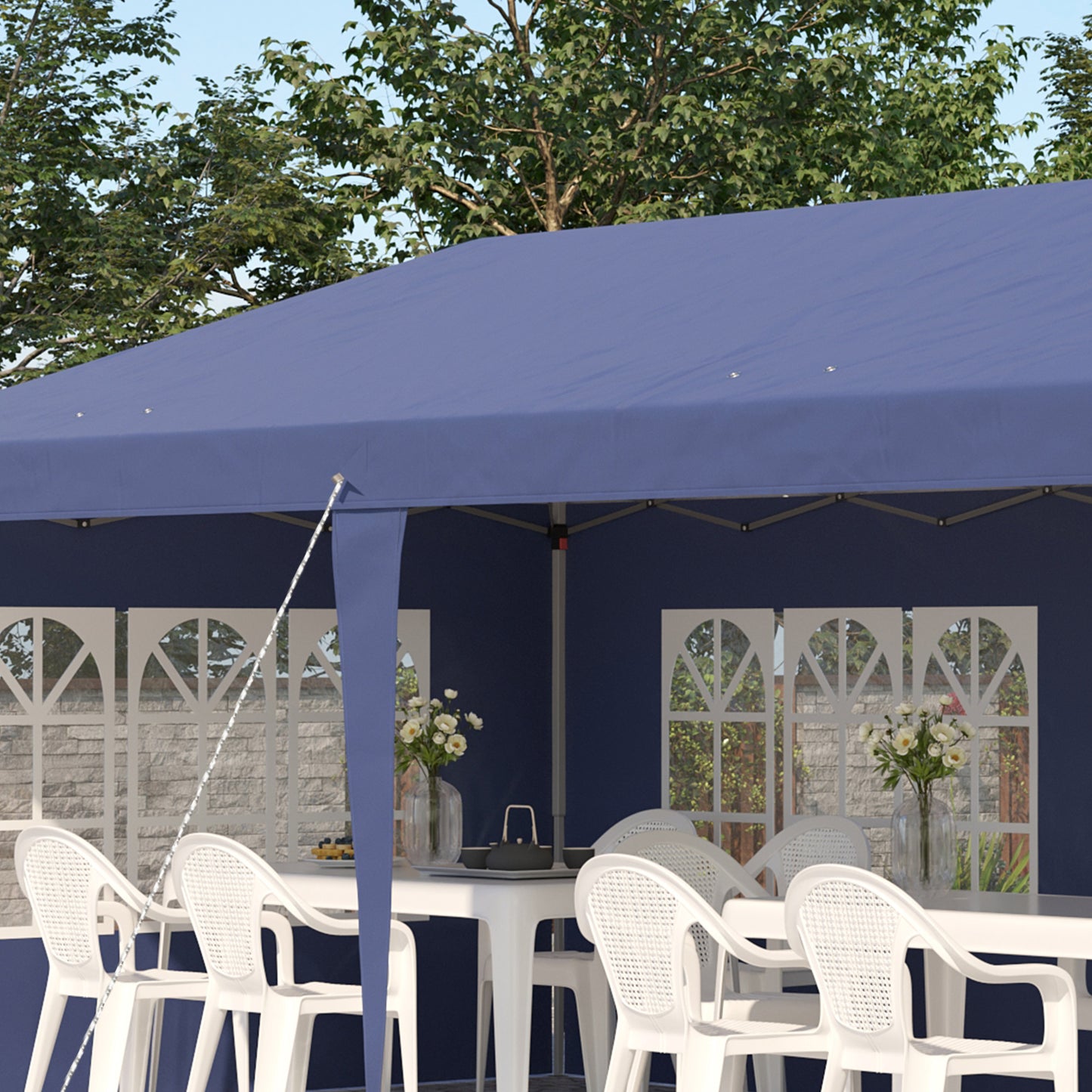 Outsunny Carpa Plegable 6x3 M Con 4 Laterales Desmontables 4 Ventanas Azul_4