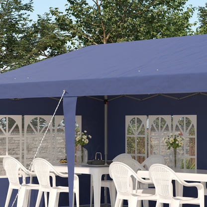 Outsunny Carpa Plegable 6x3 M Con 4 Laterales Desmontables 4 Ventanas Azul_4