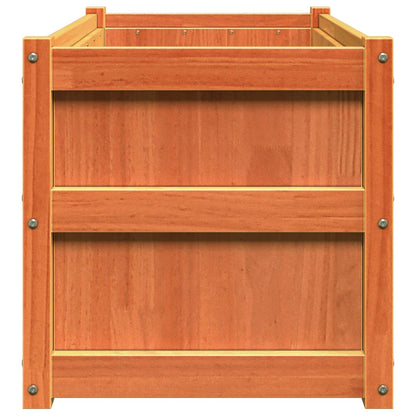 Jardinera Exterior Madera Maciza Pino Marrón Cera 90x50x50 Cm_5