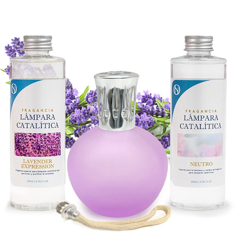 Pack Ahorro Lámpara Catalítica Fucsia Mate + Aroma Lavender Expression 500ml + Limpiador Neutro 200ml + Mecha Repuesto_0