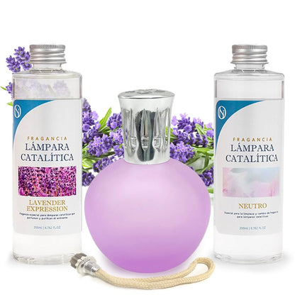 Pack Ahorro Lámpara Catalítica Fucsia Mate + Aroma Lavender Expression 500ml + Limpiador Neutro 200ml + Mecha Repuesto_0