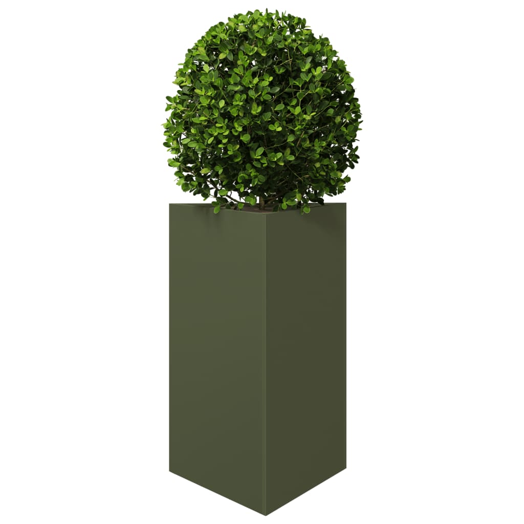 Jardineras Triangulares 2 Uds Acero Verde Oliva 50x43x75 Cm_3